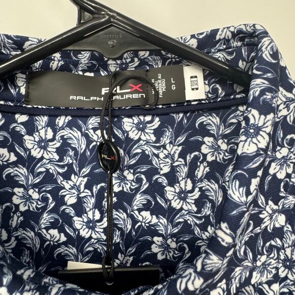 Ralph Lauren RLX Golf Performance UV Protection Floral Print Polo Navy Large - Picture 4 of 9